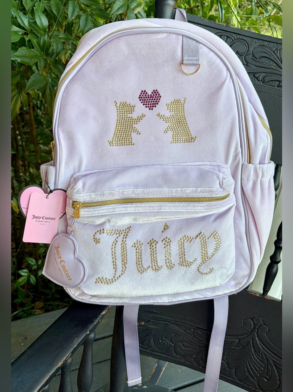 NWT JUICY COUTURE Lavender Kids Backpack with Heart Accent